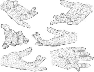 Sketch vector illustration of palm looking up asking for something