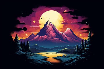 Logo of mountains. Majestic landscape. Beautiful illustration picture. Generative AI