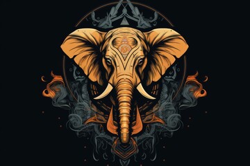 T-shirt logo with elephant animal. Beautiful illustration picture. Generative AI