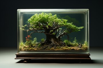 Little tree is growing in tv monitor. Beautiful illustration picture. Generative AI