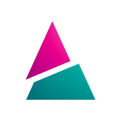Fototapeta premium Magenta and Green Split Triangle Shaped Letter A Icon