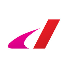 Magenta and Red Italic Swooshy Letter D Icon