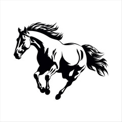 Horse silhouette isolated on white background, vector illustration, vector illustration.