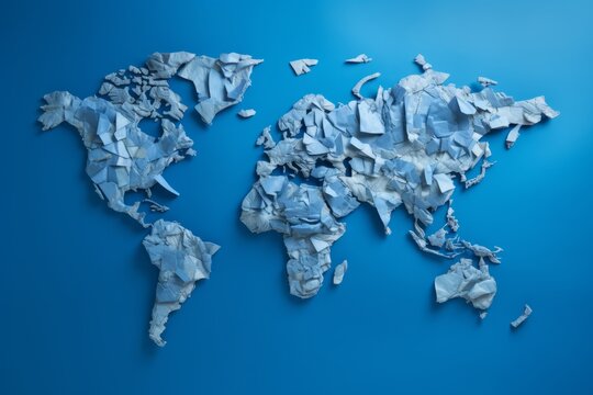World map made of rubbish. Beautiful illustration picture. Generative AI