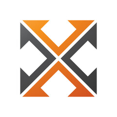 Orange and Black Arrow Square Shaped Letter X Icon