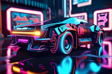 Cyberpunk car under a neon signboard
Generative AI
