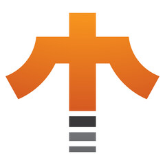 Orange and Black Cross Shaped Letter T Icon