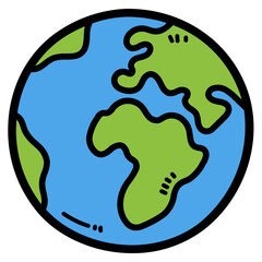 earth filled outline icon style