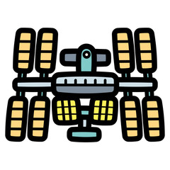 Fototapeta premium space station filled outline icon style