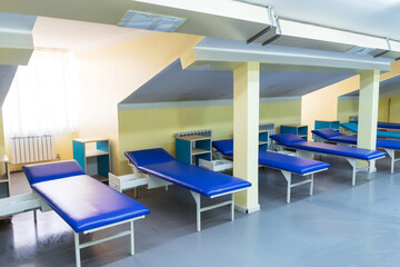 medical couches in the Shymkent sanatorium Saryagash for procedures. beds for patients of the sanatorium with mineral water for treatment. cabins for improving health in the village of saryagash