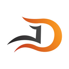 Obraz premium Orange and Black Letter D Icon with Wavy Curves