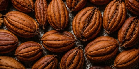 Fototapeta premium Abstract background from the fruit of the cocoa tree, cocoa beans.