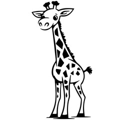 Fototapeta premium Giraffe, coloring book for kids, vector illustration