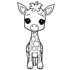 Obraz premium Giraffe, coloring book for kids, vector illustration