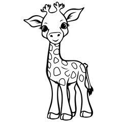 Giraffe, coloring book for kids, vector illustration