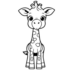 Giraffe, coloring book for kids, vector illustration