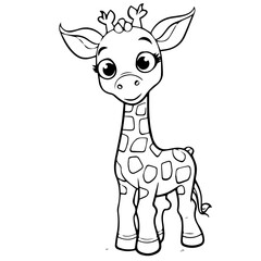 Giraffe, coloring book for kids, vector illustration