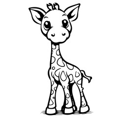 Giraffe, coloring book for kids, vector illustration