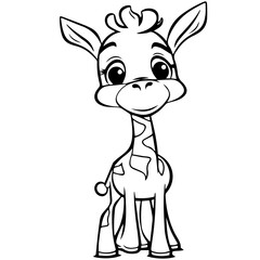 Giraffe, coloring book for kids, vector illustration