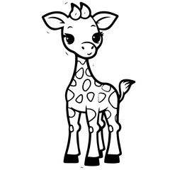 Giraffe, coloring book for kids, vector illustration