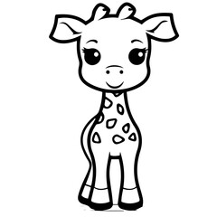 Giraffe, coloring book for kids, vector illustration