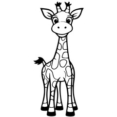 Giraffe, coloring book for kids, vector illustration