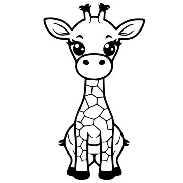 Giraffe, coloring book for kids, vector illustration