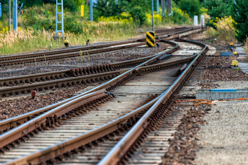 Fototapeta na wymiar Railway tracks in a railway station