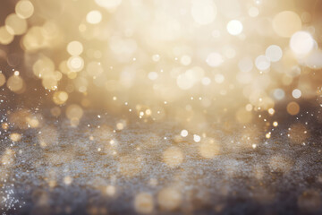 Silver and light gold with a vintage glitter lighting background, generative AI	
