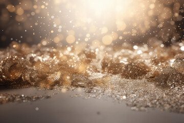 Silver and light gold with a vintage glitter lighting background, generative AI	
