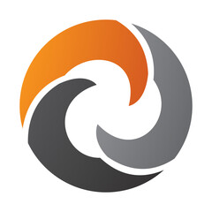 Orange and Black Wave Shaped Letter O Icon