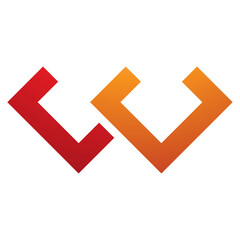 Orange and Red Cornered Shaped Letter W Icon