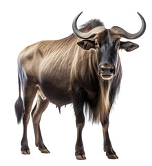 Wildebeest isolated on the transparent background PNG. AI generative.