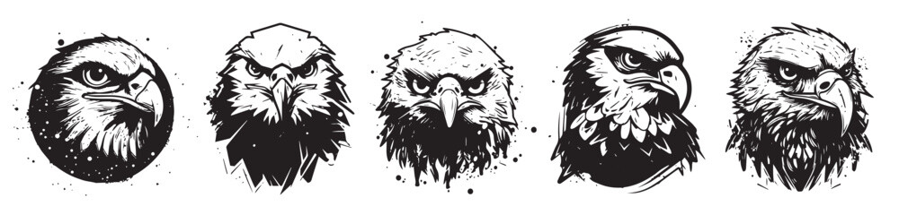 Eagle heads vector silhouette illustration shape - obrazy, fototapety, plakaty