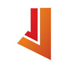 Orange and Red Letter J Icon with Straight Lines