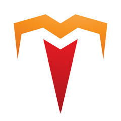 Orange and Red Letter T Icon with Pointy Tips