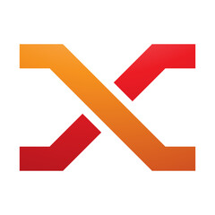 Orange and Red Letter X Icon with Crossing Lines