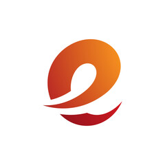 Orange and Red Lowercase Letter E Icon with Soft Spiky Curves