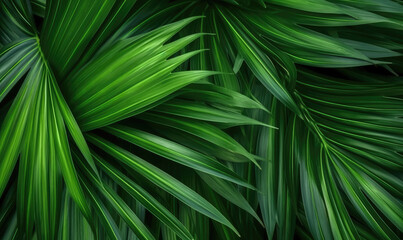 Palm leaves textured wallpaper. Creative abstract surface banner. For postcard, book illustration, card. Created with generative AI tools