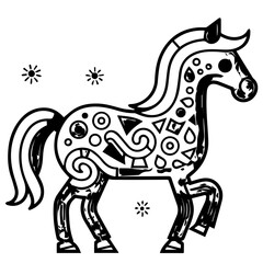Fototapeta na wymiar horse coloring page illustration
