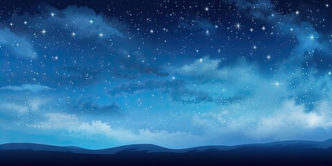 Sky over mountains nature background. Star amazing night sky landscape with beautiful mountain with stars view. Illustrations