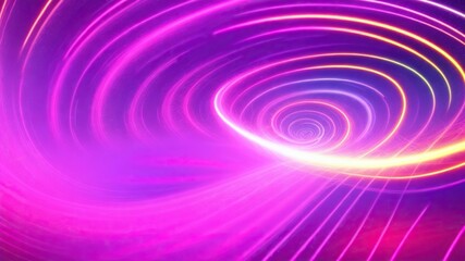 Obraz premium Abstract futuristic background with pink, blue and yellow glowing neon, spiral lines and bokeh