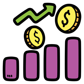 financial growth chart with coins clip art preview