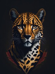 Illustration of a majestic leopard's face in stunning detail
