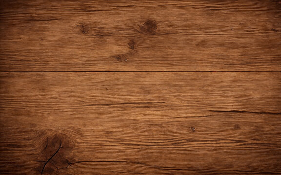 Surface of the old brown wood texture. Old dark textured wooden background. Top view. © cmapuk_0nline