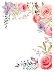 Obraz premium Vintage Luxury wedding invitation card template. template, Water Color Pastel Flower and bloom, Wedding decorative perfect rectangle frame border with gold line art, leaves branches, foliage. Elegant