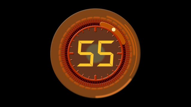 Countdown from 60 sec to 0 for Compositing, with Alpha Channel, transparent background. Easy to use.	
