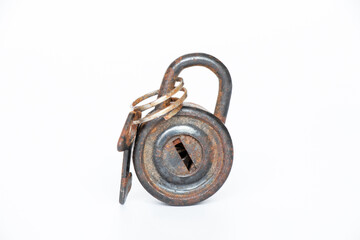 Small black round padlock on a white background