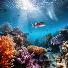 Naklejka na ściany i meble coral reef and fish