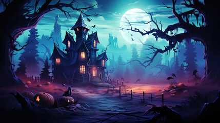 Spooky realistic halloween wallpaper. Generative Ai